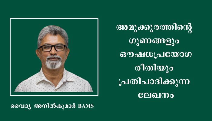 അമുക്കുരം ലൈംഗികശേഷിക്ക് മാത്രമല്ല വൈറസിനെ പ്രതിരോധിക്കാനും കൊള്ളാം.