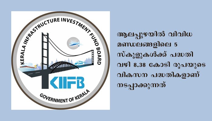 കിഫ്ബി ധനസഹായത്തോടെ ജില്ലയില്‍ 5 സര്‍ക്കാര്‍ സ്‌കൂളുകള്‍ക്ക് 8.38 കോടി രൂപയുടെ പദ്ധതികള്‍
