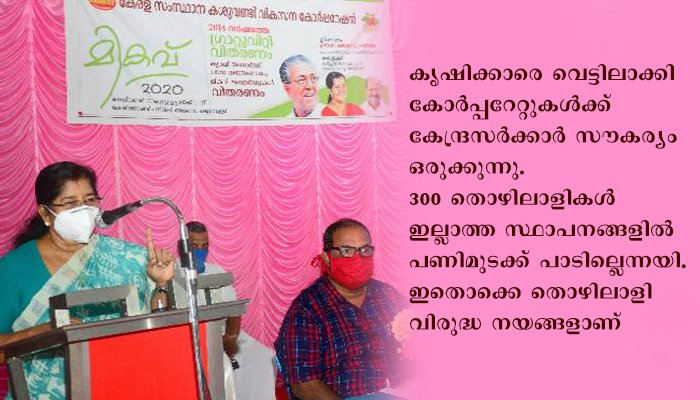 തൊഴിലാളികള്‍ പ്രതിസന്ധികള്‍ തിരിച്ചറിയണം : മന്ത്രി ജെ മേഴ്‌സിക്കുട്ടിയമ്മ