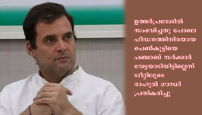 പീഡനത്തിനിരയായ പെൺകുട്ടിയെ പഞ്ചാബ് സർക്കാർ ഭീഷണിപ്പെടുത്തിയിട്ടില്ല; അങ്ങനെ ഉണ്ടായാൽ താൻ വീട് സന്ദർശിക്കും; രാഹുൽ ഗാന്ധി