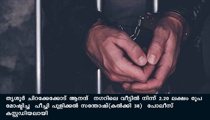 വീടുപൂട്ടി  പുറത്തുപോയ തക്കത്തില്‍  2.20 ലക്ഷം രൂപ മോഷ്ടിച്ച പ്രതിപോലീസ് പിടിയില്‍