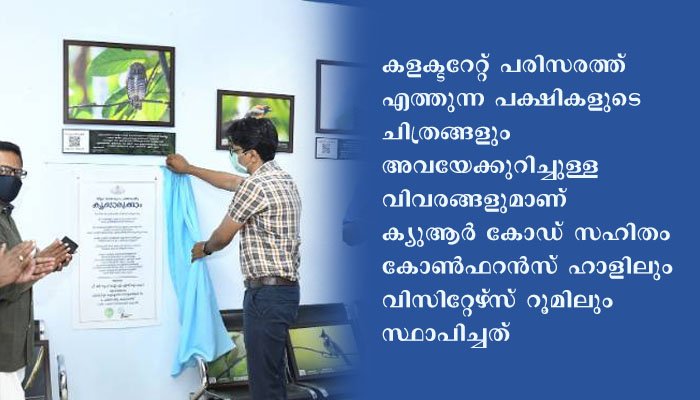പത്തനംതിട്ട കളക്ടറേറ്റില്‍ സന്ദര്‍ശകരെ സ്വീകരിക്കുന്നത് 30തരം പക്ഷികളുടെ ചിത്രങ്ങള്‍