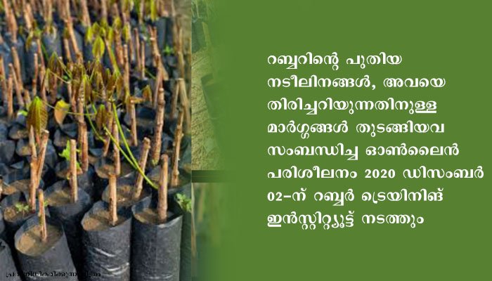 റബ്ബറിന്റെ പുതിയ നടീലിനങ്ങളെ തിരിച്ചറിയാന്‍ ഓണ്‍ലൈന്‍ പരിശീലനം