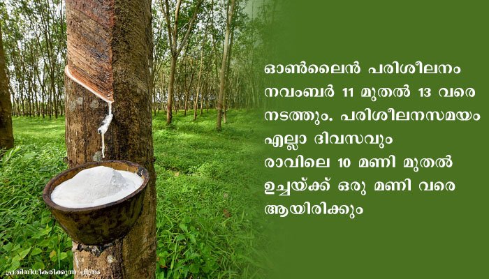 റബ്ബര്‍പാലില്‍നിന്നുള്ള ഉല്‍പ്പന്ന നിര്‍മ്മാണത്തില്‍  ഓണ്‍ലൈന്‍ പരിശീലനം