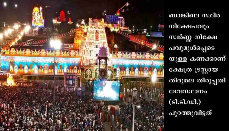 തിരുപ്പതി ക്ഷേത്രത്തിന് 10 ടണ്‍ സ്വര്‍ണം, 15,938 കോടി രൂപയുടെ ആസ്തി