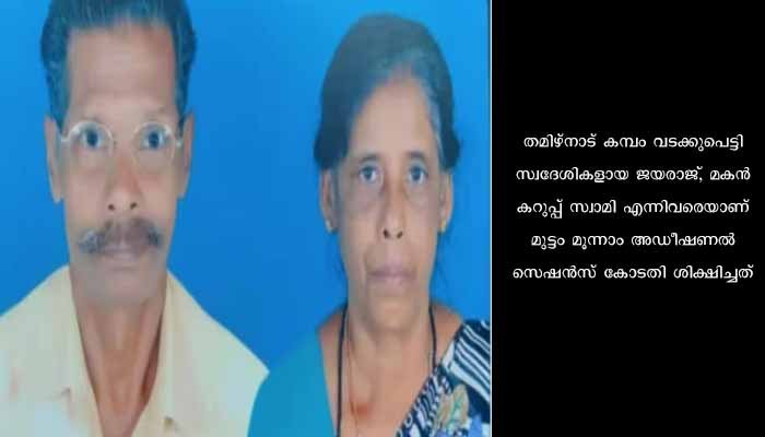 വൃദ്ധ ദമ്പതികളെ കൊലപ്പെടുത്തിയ അച്ഛനും മകനും ജീവപര്യന്തം ശിക്ഷ വിധിച്ച് മുട്ടം മൂന്നാം അഡീഷണൽ സെഷൻസ് കോടതി