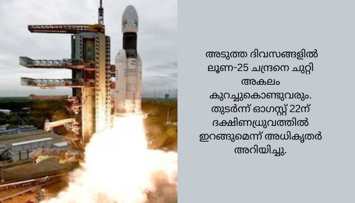 ലൂണ 25 ചന്ദ്രന്റെ ഭ്രമണപഥത്തില്‍;ചന്ദയാനു മുന്നേ ഇറങ്ങിയേക്കും